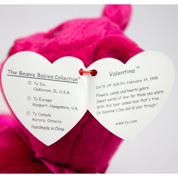 Ty Valentino 1994 with Brown Nose & Valentina 1999 Beanie Babies with Tags - Picture 9 of 15